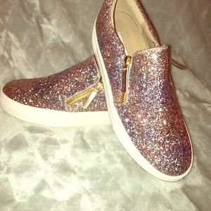 Timor Glitter Slip In Sneakers in Rose Gold